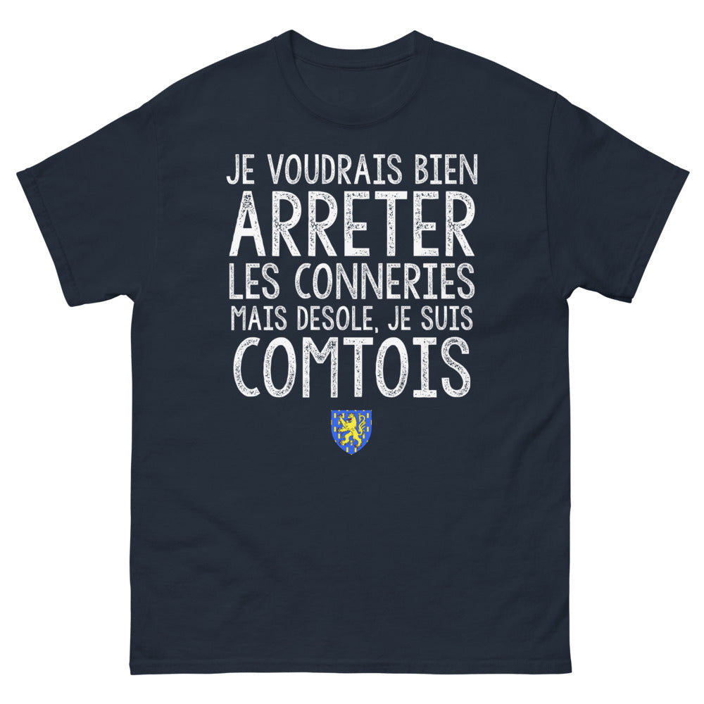 T-shirt Comtois marine - Je voudrais bien arrêter les conneries