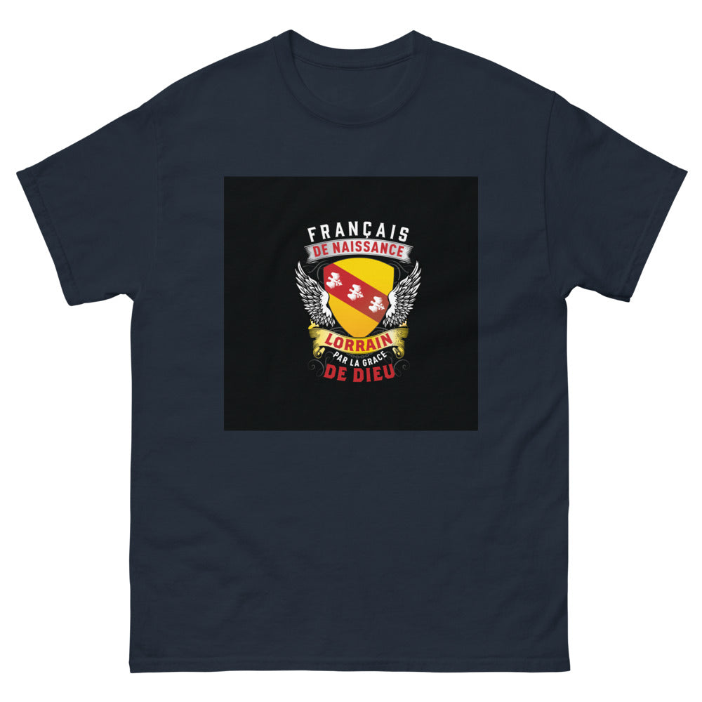 T-shirt Lorraine marine - Français de naissance, Lorrain par la grâce de Dieu