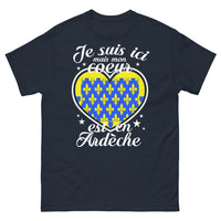 Thumbnail for T-shirt Ardèche marine - Je suis ici mais mon cœur est en Ardèche