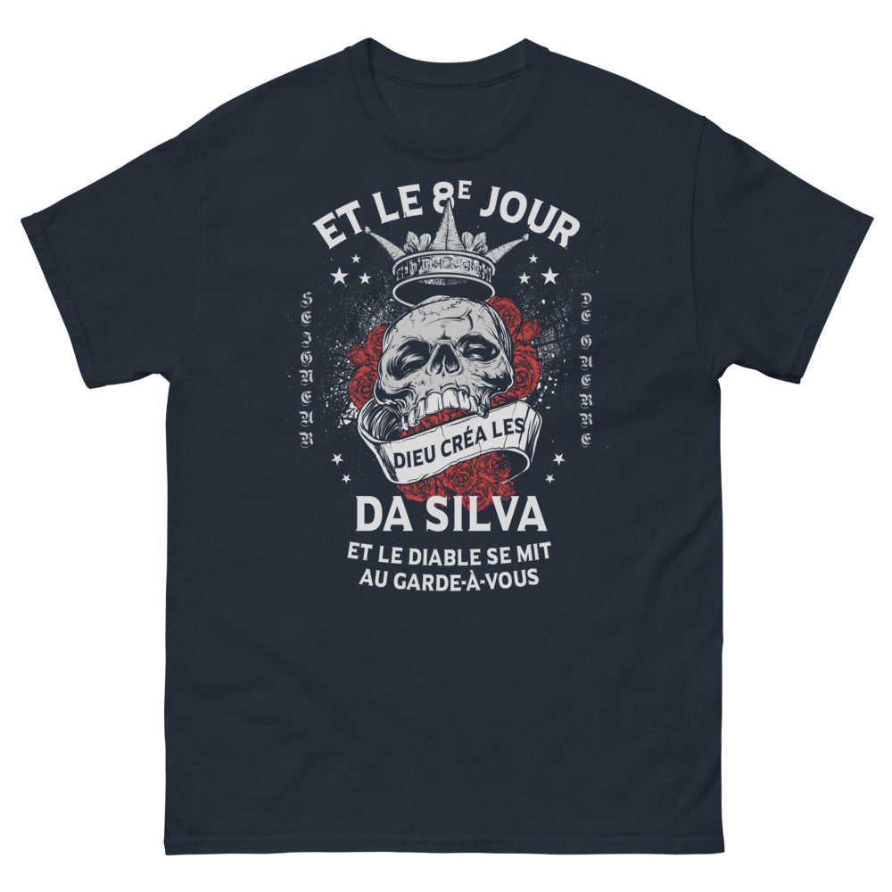T-shirt Da Silva marine - Humour portugais, hommage aux origines