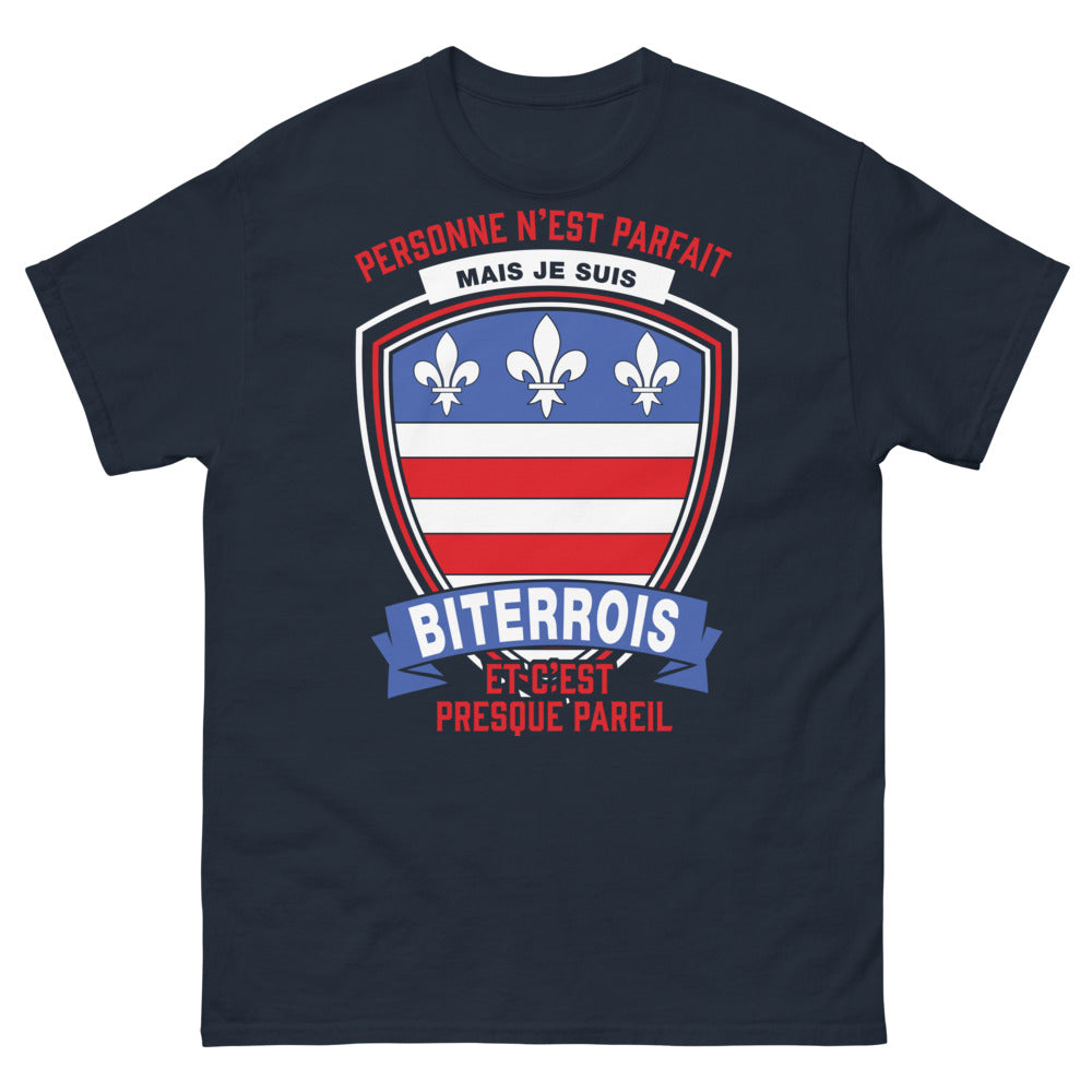 T-shirt Biterrois marine - personne n'est parfait, mais je suis de Béziers