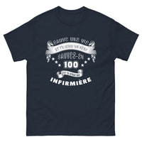 Thumbnail for T-shirt Infirmières héroïques marine - Sauve-une-vie-et-tu-seras-un-héro