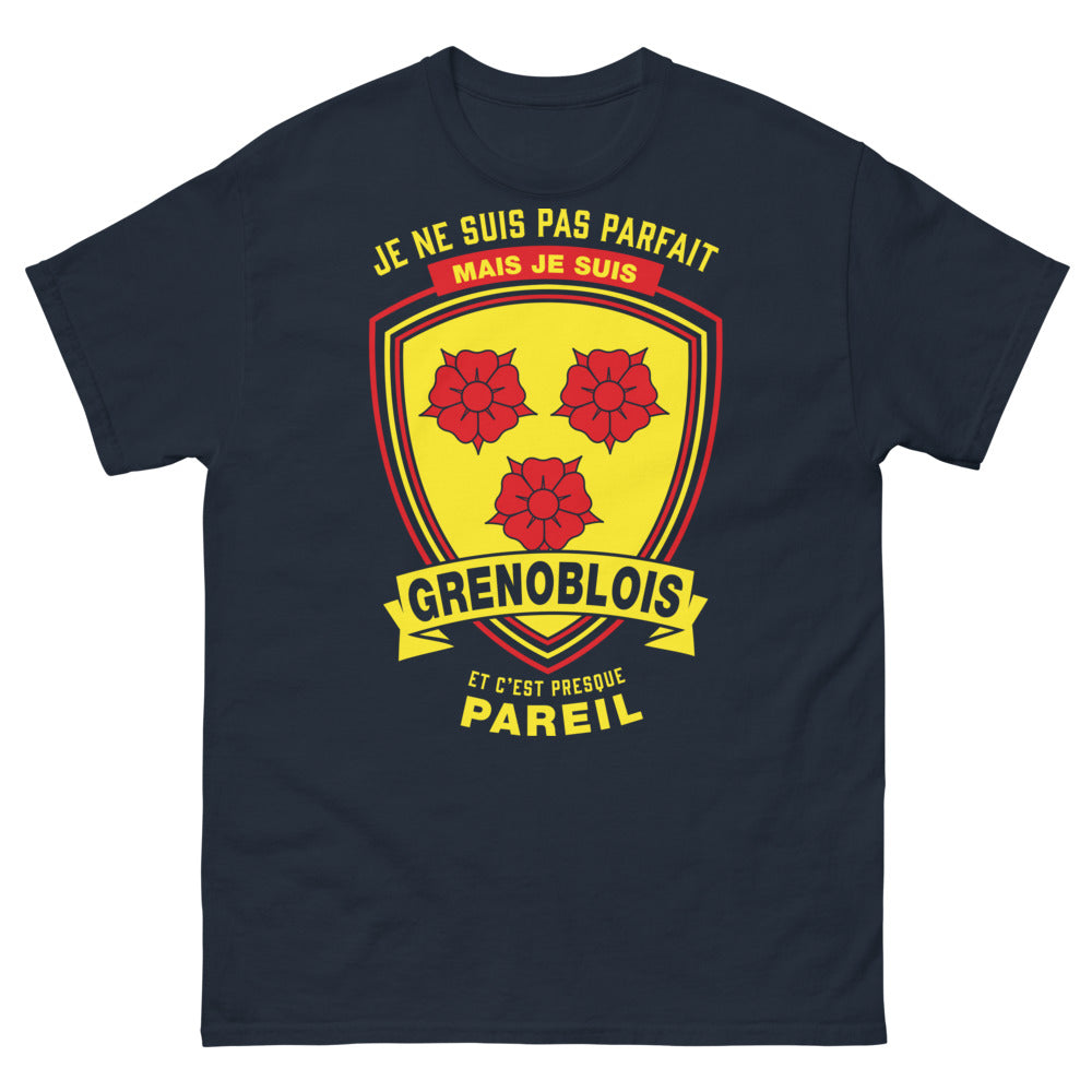 T-shirt Grenoblois marine - Je ne suis pas parfait mais je suis Grenoblois