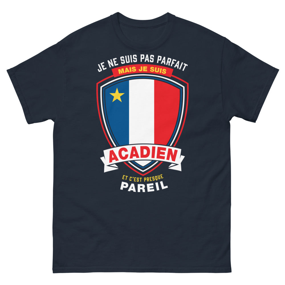 T-shirt Acadien Marine - Je ne suis pas parfait, mais je suis Acadien