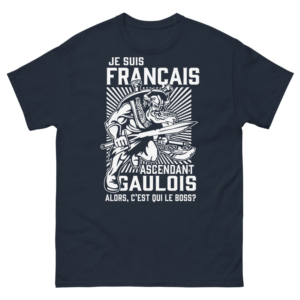 T-shirt Français Ascendant Gaulois marine - 'Qui est le boss ?'