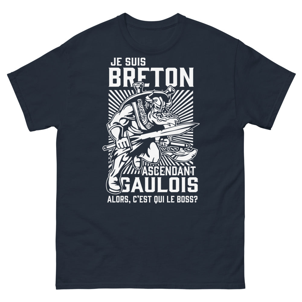 T-shirt Breton ascendant Gaulois marine - C'est qui le boss ?