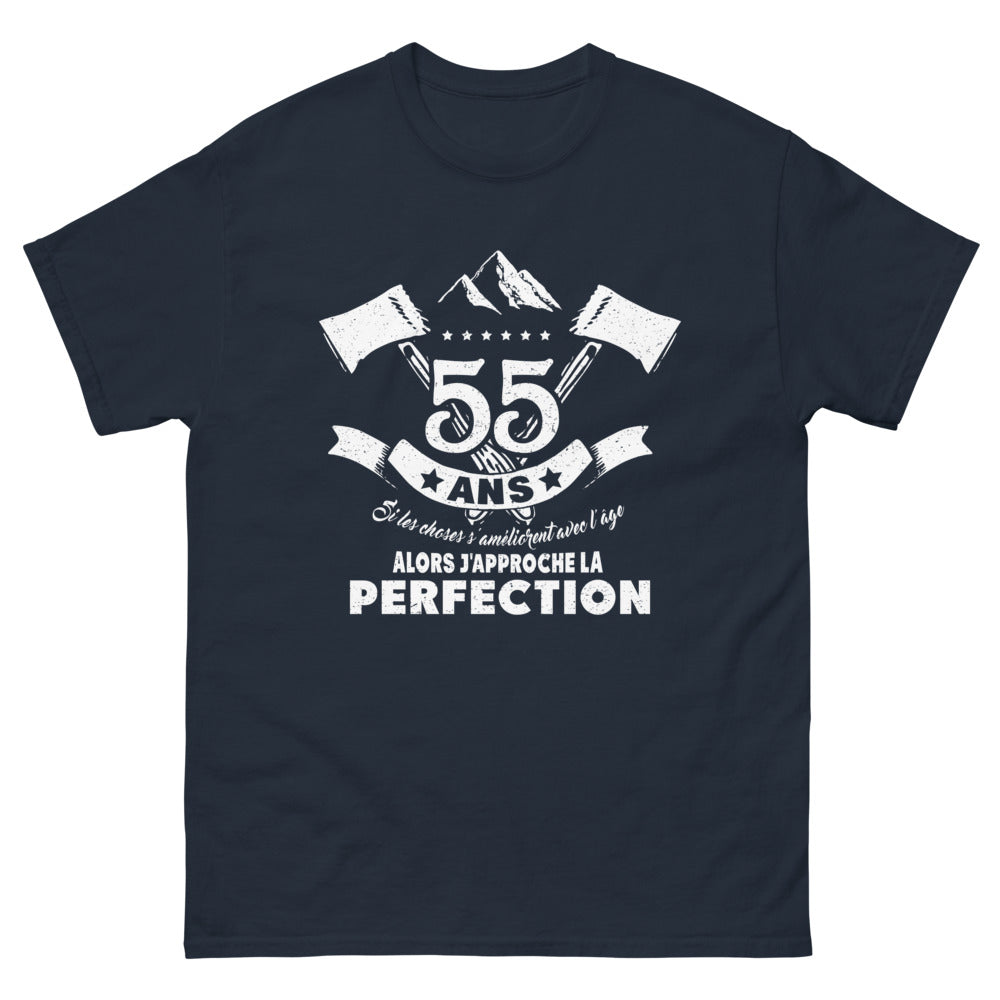 T-shirt 55 ans marine - j'approche la perfection
