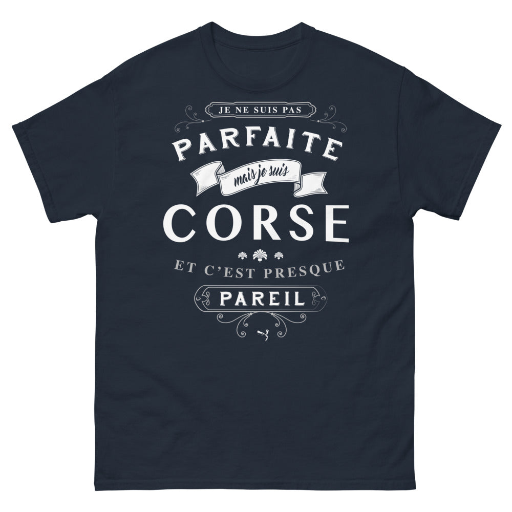 T-shirt Corse marine - Je ne suis pas parfaite, mais je suis Corse