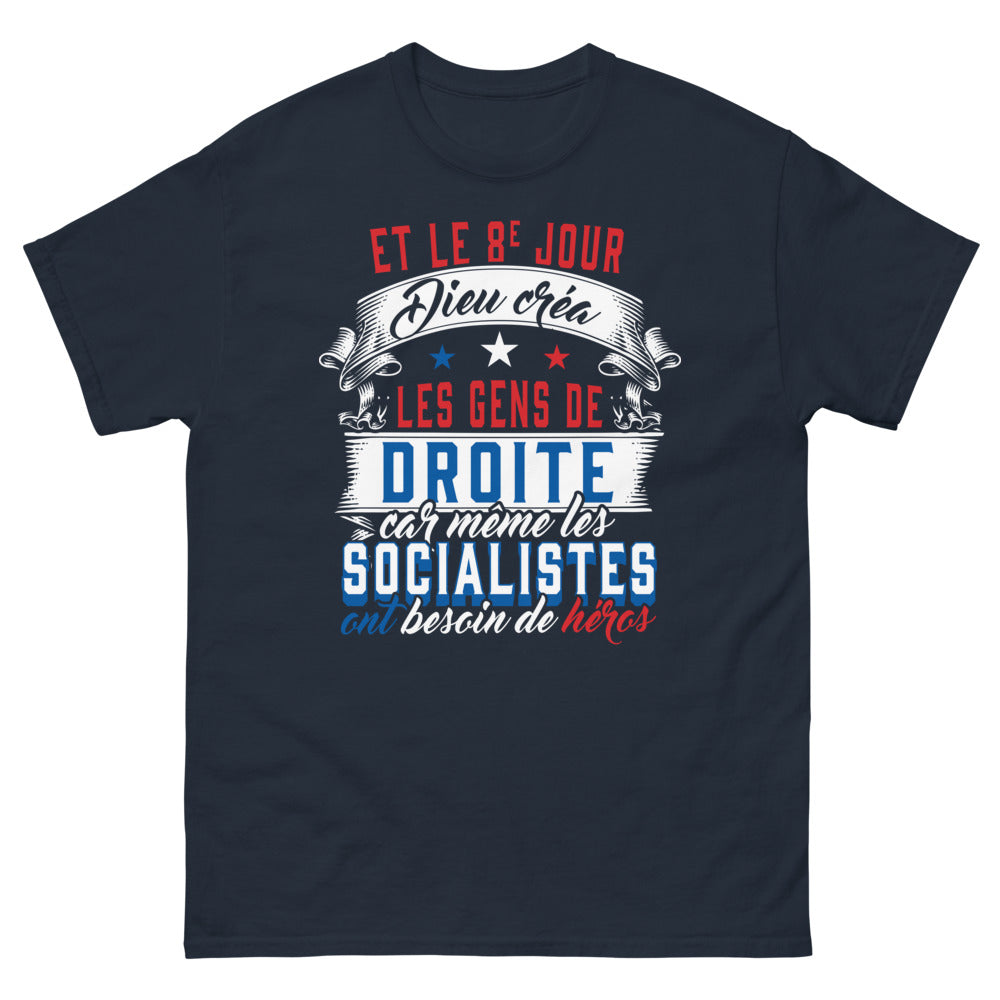 T-shirt gens de droite marine - Et le 8e jour Dieu créa