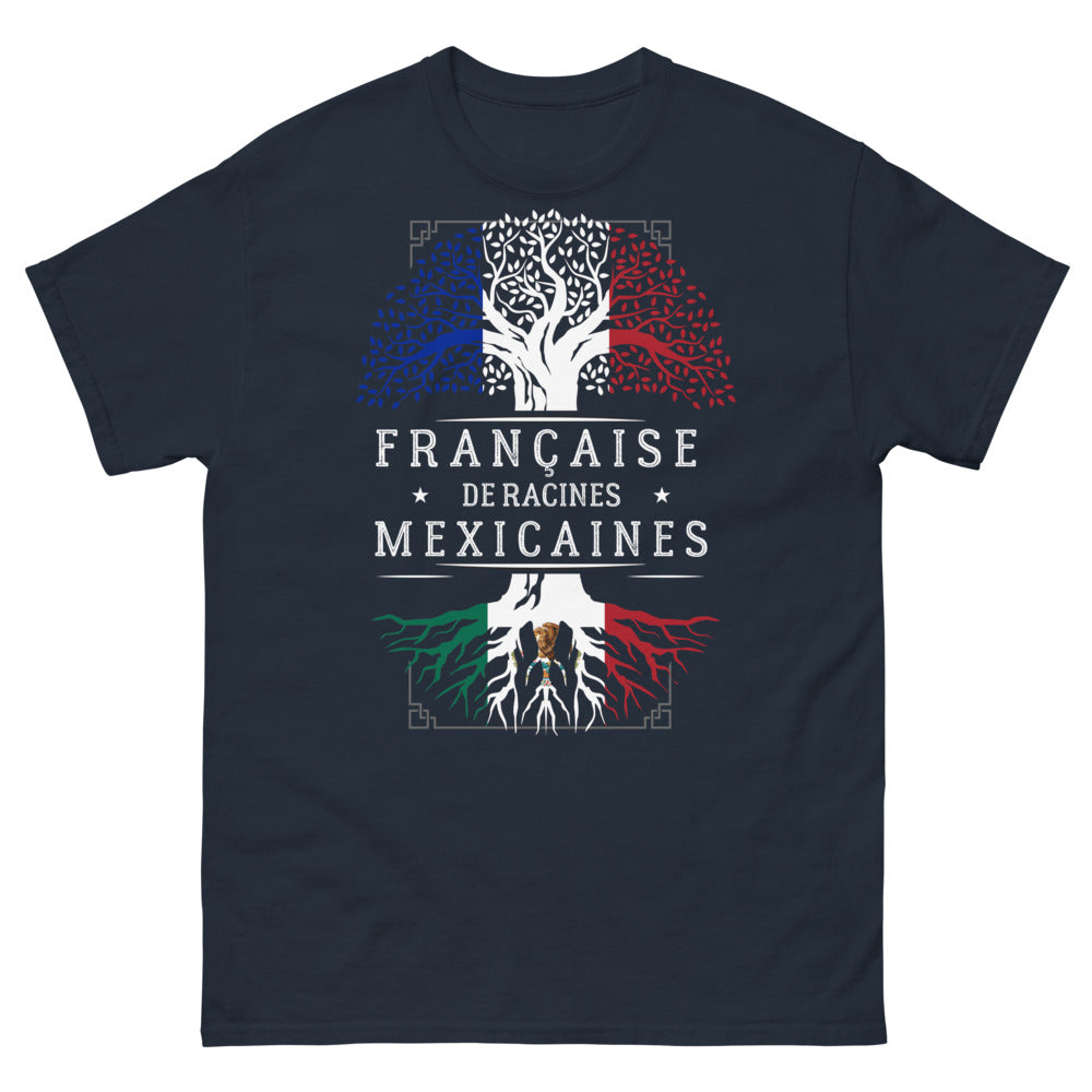 T-shirt Française de racines mexicaines marine - Double fierté France & Mexique
