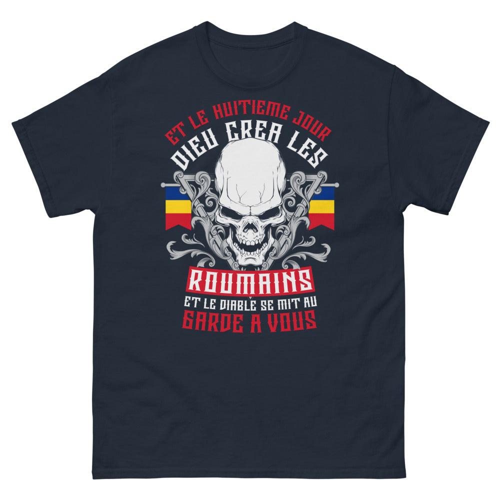 T-shirt Roumains marine - Dieu créa les Roumains