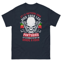 Thumbnail for T-shirt Portugais marine - Clin d'œil malicieux : quand Dieu créa le diable