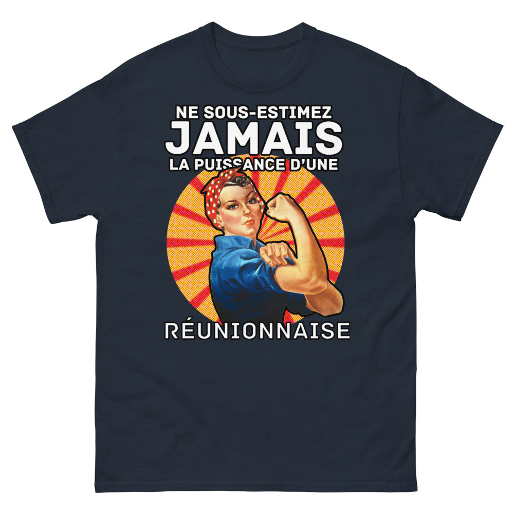 T-shirt Réunionnaise marine - Ne sous-estimez jamais la puissance