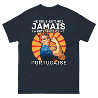 Thumbnail for T-shirt Portugal marine - Ne sous-estimez jamais la puissance d'une Portugaise