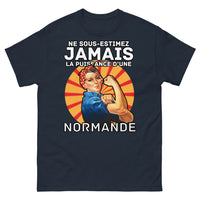 Thumbnail for T-shirt Normande marine - Ne sous-estimez jamais la puissance d'une Normande