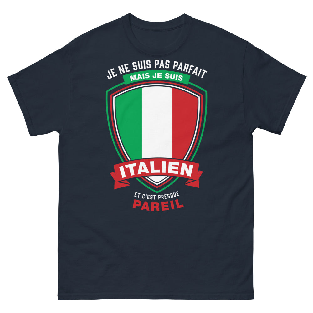 T-shirt Italien marine - Je ne suis pas parfait mais je suis Italien