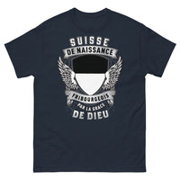 Thumbnail for T-shirt Fribourgeois marine - Fribourgeois de naissance par la grâce de Dieu