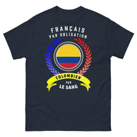 Thumbnail for T-shirt Français/Colombien marine - Français par obligation, Colombien par le sang