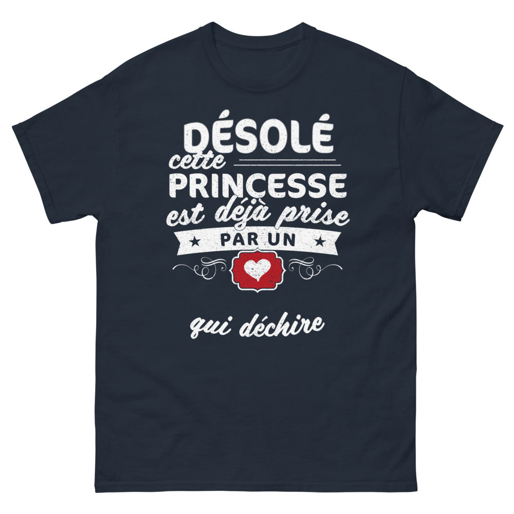 T-shirt Princesse déjà prise marine - Princesse déjà prise par un qui déchire