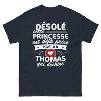 Thumbnail for T-shirt prénom Thomas marine - princesse déjà prise, message espiègle