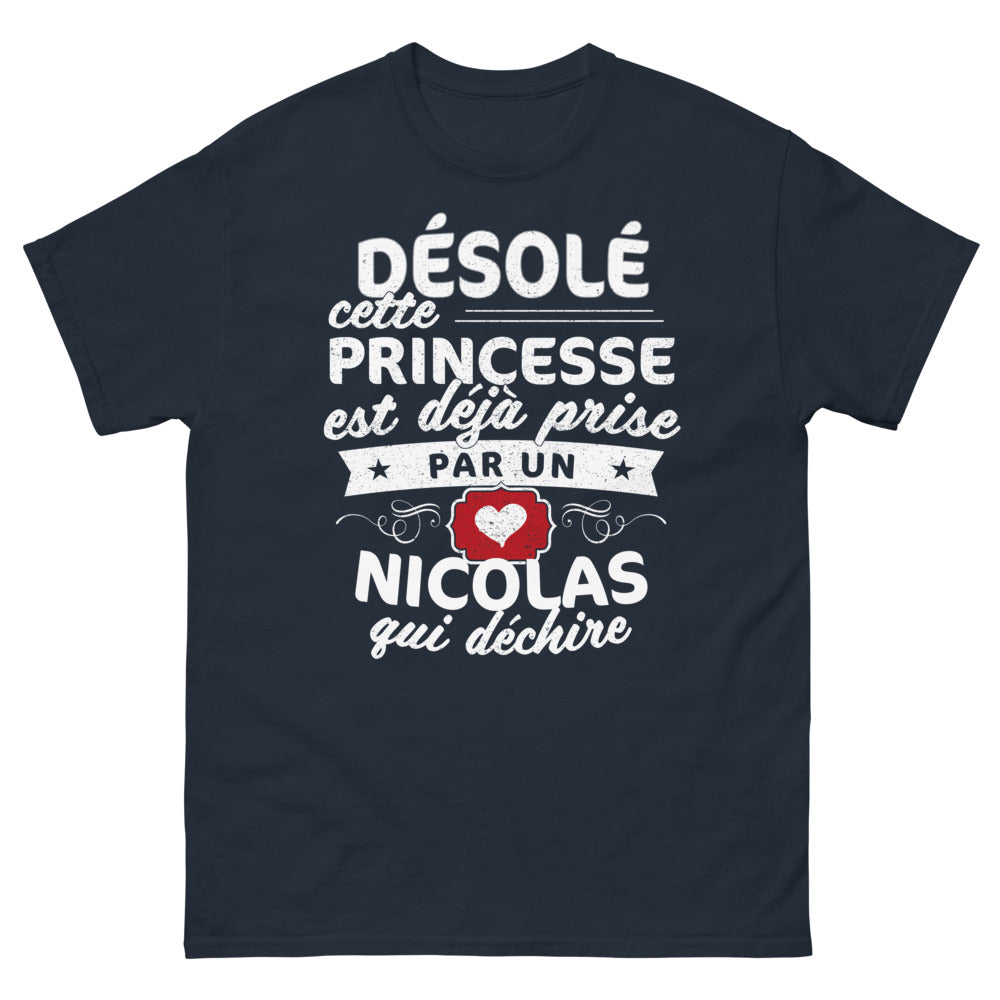 T-shirt Nicolas marine - Désolé, cette princesse est déjà prise