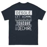 Thumbnail for T-shirt Tchèque marine - Désolé, cet homme est déjà pris par une Tchèque qui déchire