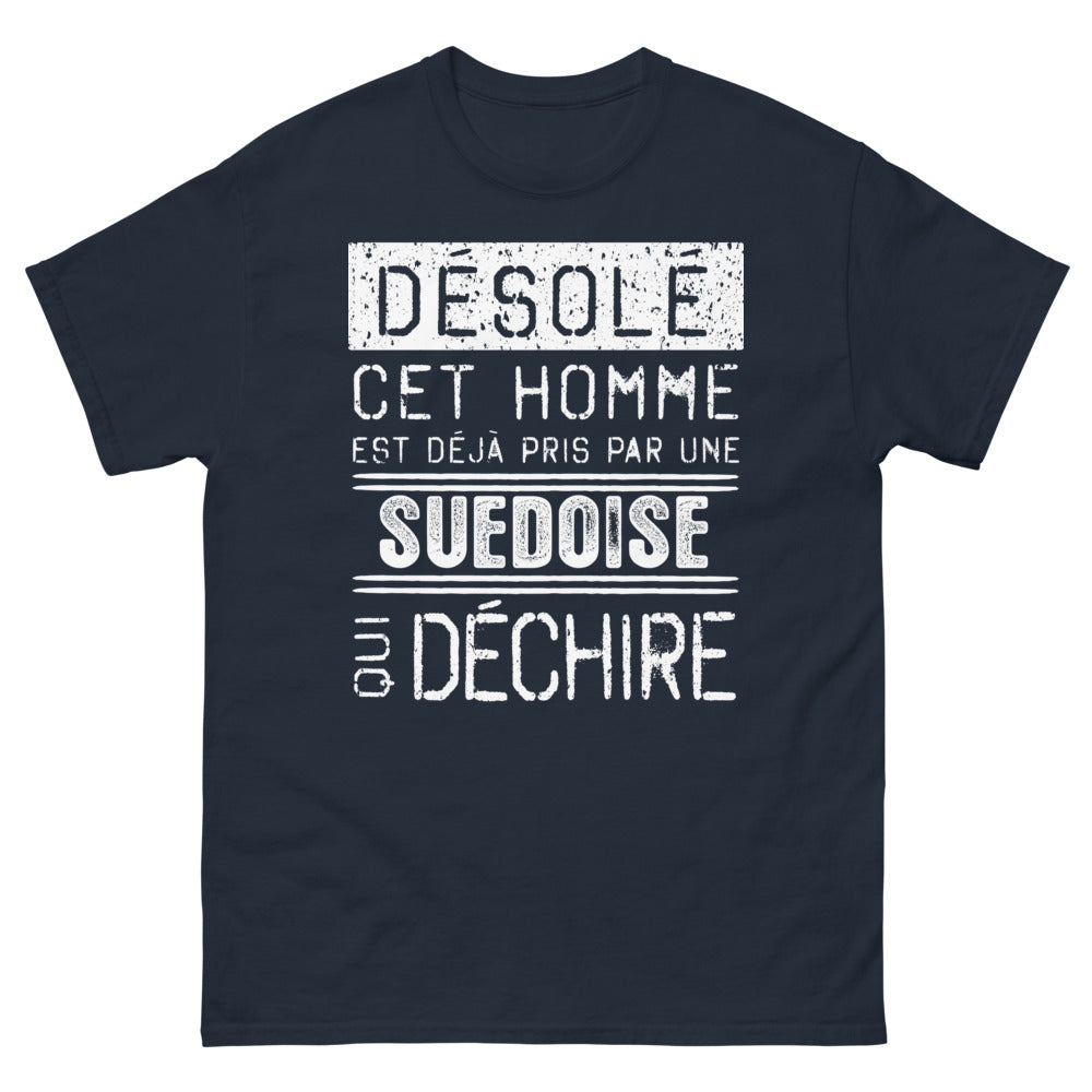 T-shirt Suédoises marine - déjà pris par une suédoise qui déchire