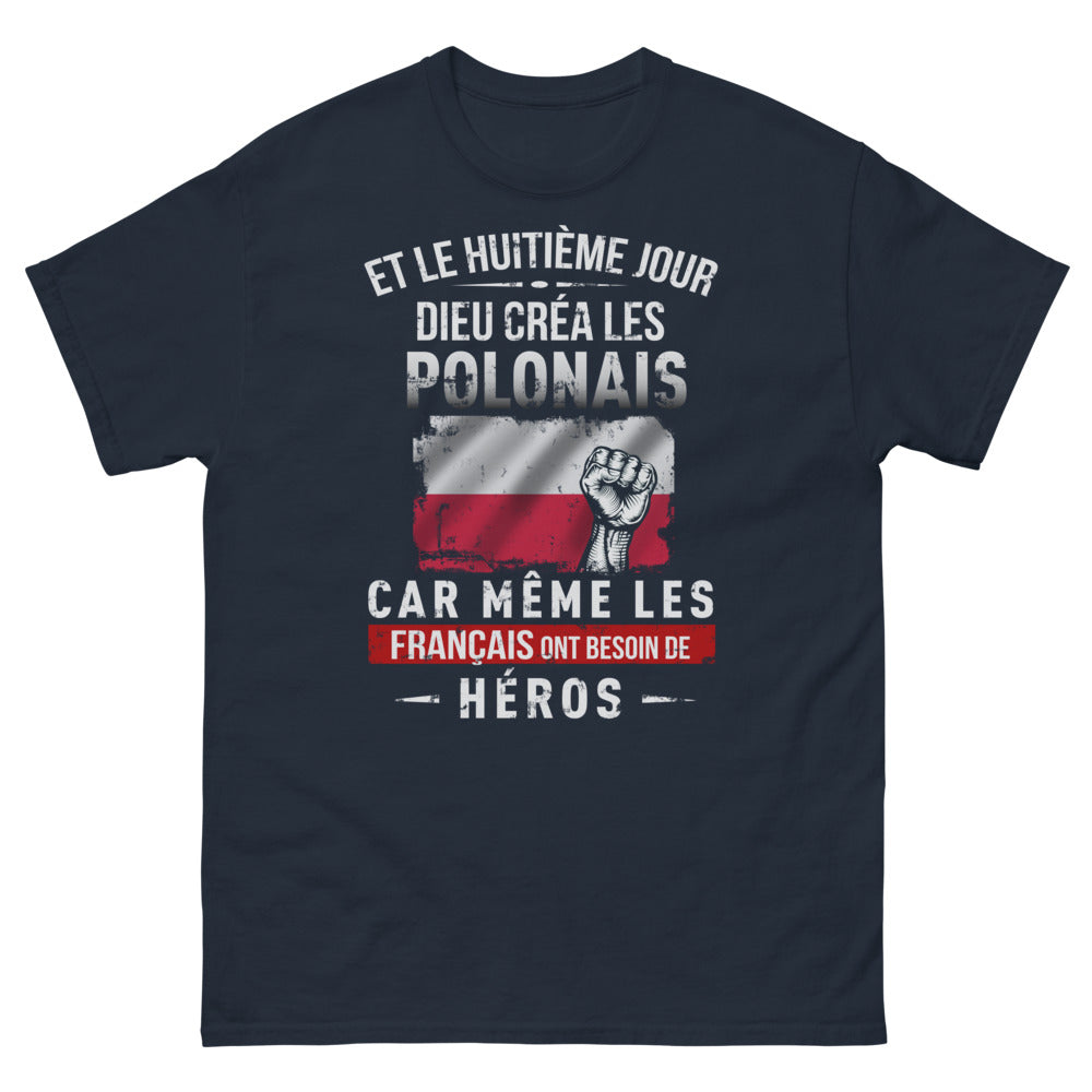 T-shirt Polonais marine - Même les Français ont besoin de héros