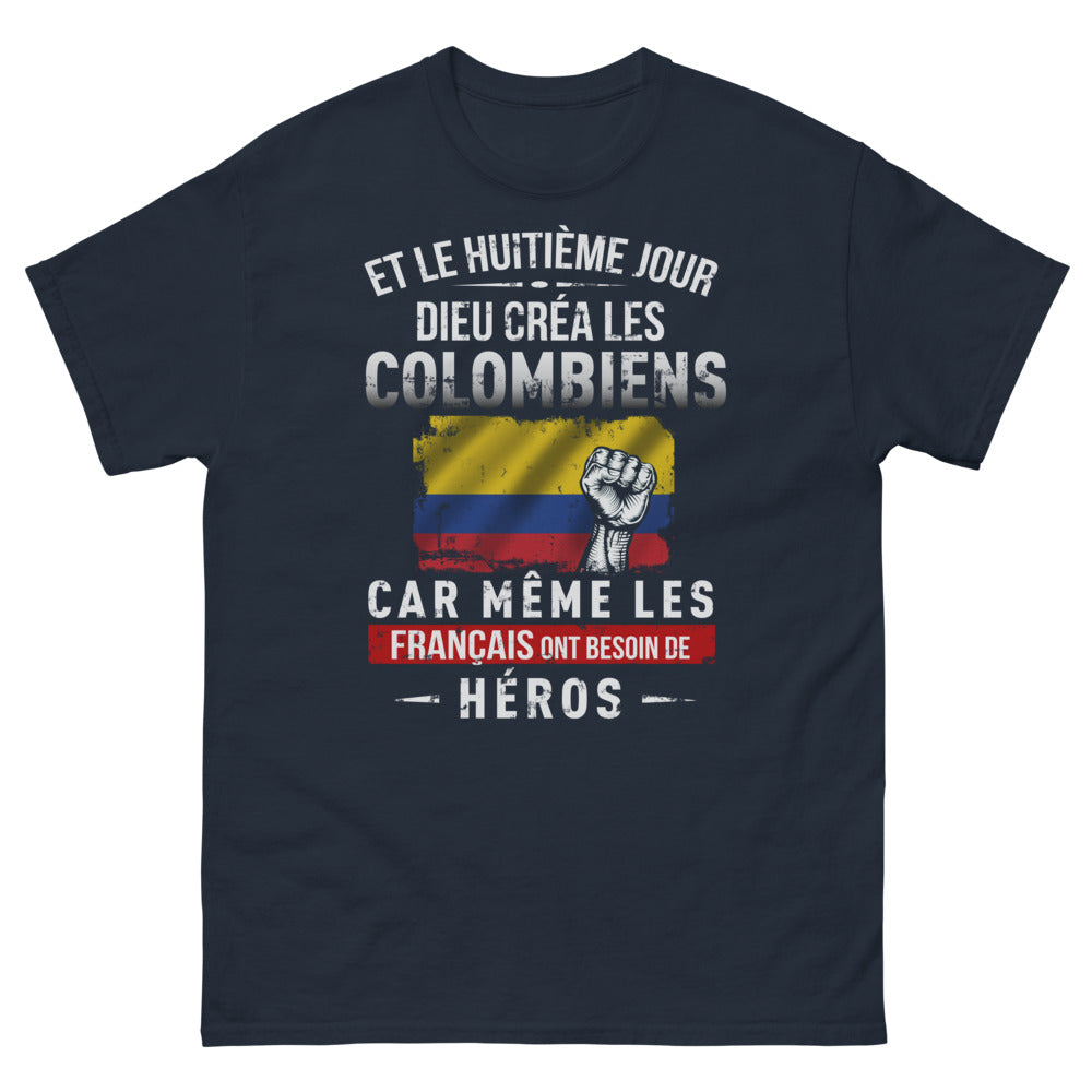 T-shirt Colombiens marine - Même les Français ont besoin de héros