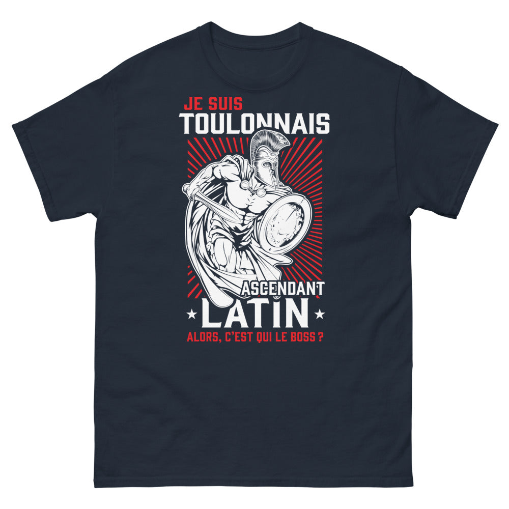 T-shirt Toulonnais ascendant Latin marine - 'Qui est le Boss ?'