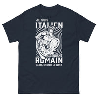 Thumbnail for T-shirt Italien ascendant Roumain marine - Je suis Italien ascendant Roumain : c'est qui le boss ?