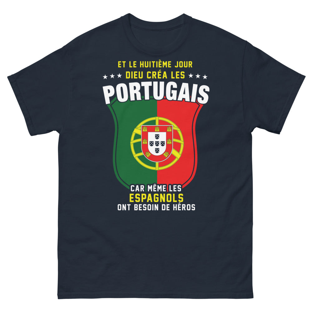 T-shirt Portugais marine - Et le huitième jour, Dieu créa les Portugais