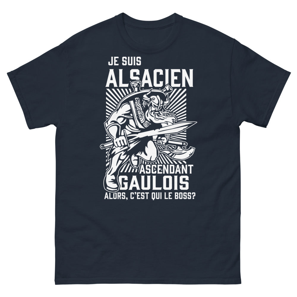 T-shirt Alsacien marine - Ascendant Gaulois « Qui est le boss ? »