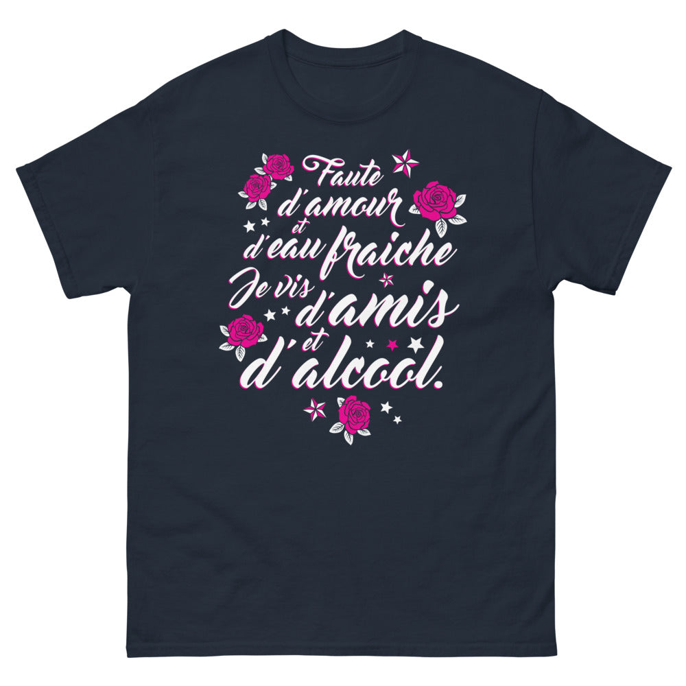 T-shirt Bretagne marine - Je vis d'amis et d'alcool