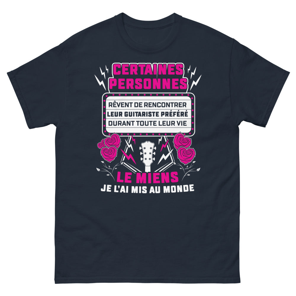 T-shirt guitariste marine - Le rêve de rencontrer son guitariste préféré réalisé