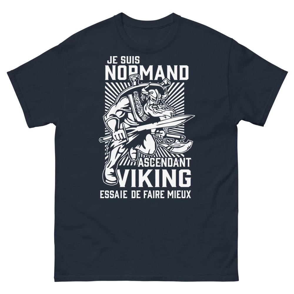 T-shirt Normand Ascendant Viking marine - Essaie de faire mieux