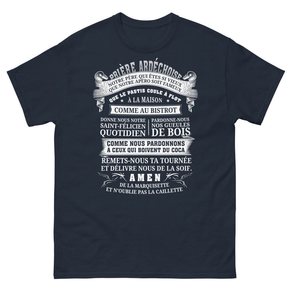 T-shirt Ardèche marine - Prière ardéchoise, pastis et tradition