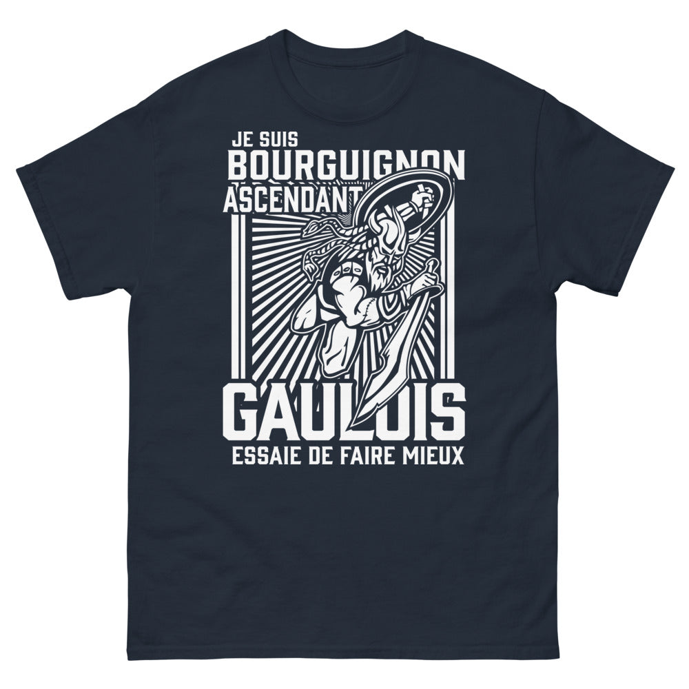 T-shirt Bourguignon ascendant gaulois marine - Je suis bourguignon ascendant gaulois