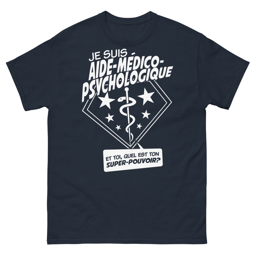 T-shirt Aide médico-psychologique marine - Quel est ton super pouvoir ?