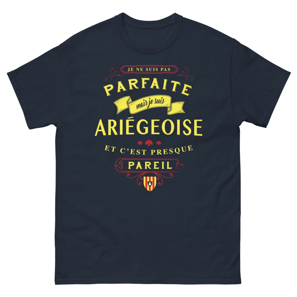 T-shirt Ariégeoise marine - Je ne suis pas parfaite mais je suis Ariégeoise