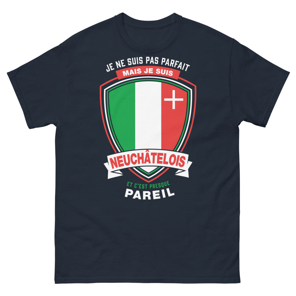 T-shirt Neuchâtelois marine - Je ne suis pas parfait, presque pareil