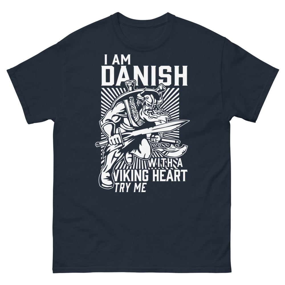 T-shirt Danois marine - I am Danish with a Viking Heart
