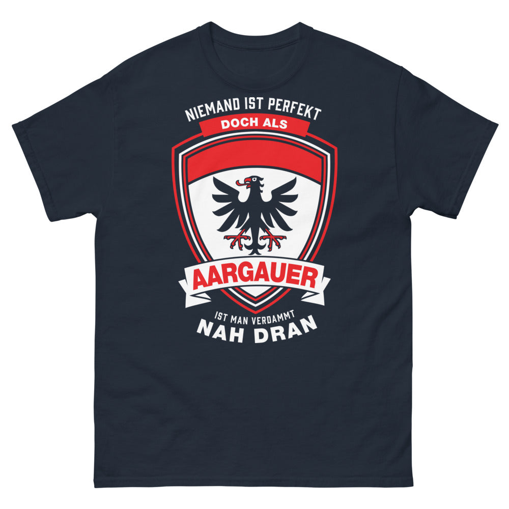 T-shirt Aargauer marine - Niemand ist perfekt, humour local