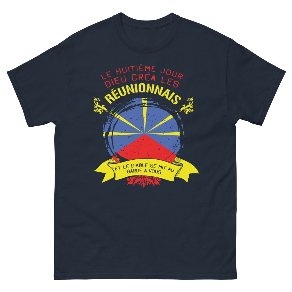 T-shirt Réunionnais marine - Le diable se mit au garde-à-vous