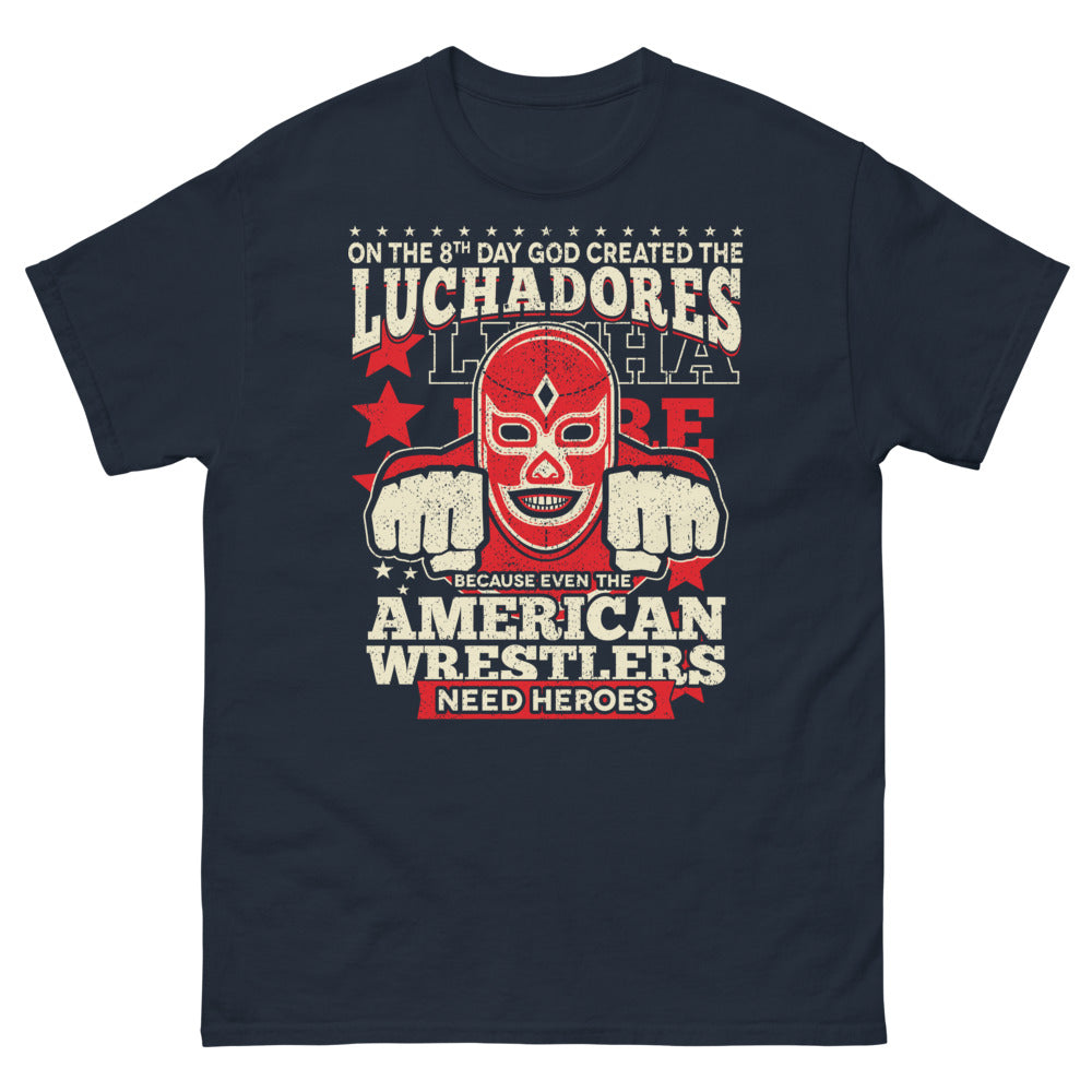 T-shirt Lucha libre marine - Héros du catch, humour divin