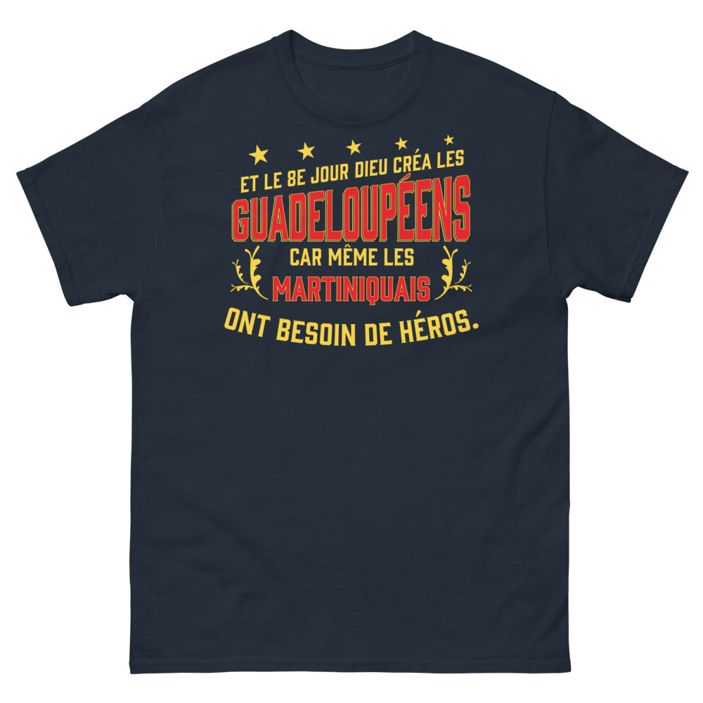 T-shirt Guadeloupéen marine - Et le 8e jour, Dieu créa les Guadeloupéens