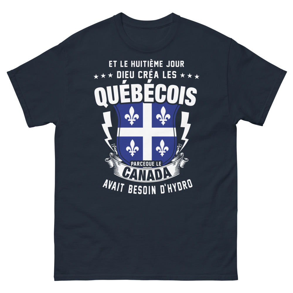 T-shirt Québécois marine - Le huitième jour Dieu créa les Québécois