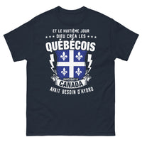 Thumbnail for T-shirt Québécois marine - Le huitième jour Dieu créa les Québécois