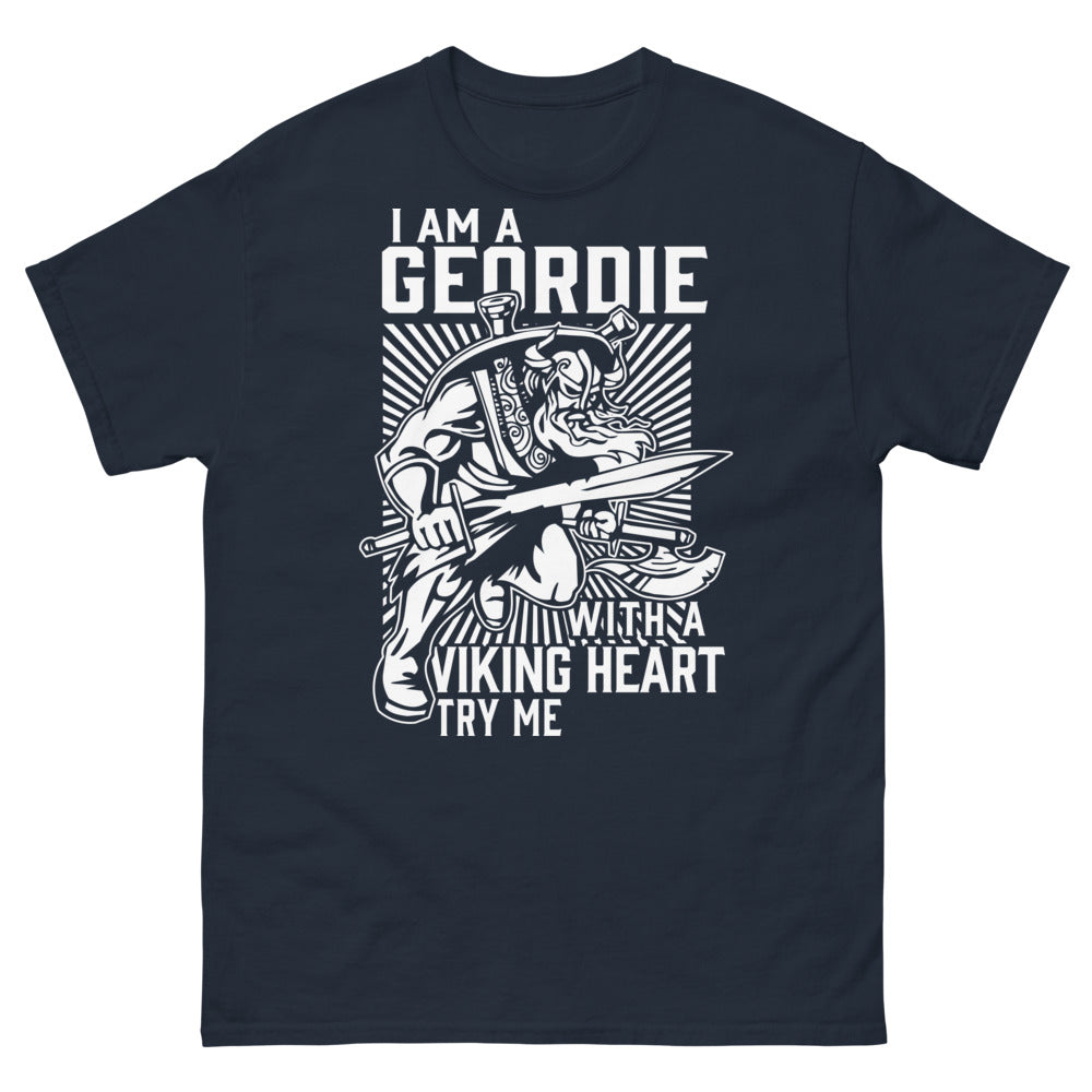 T-shirt Geordie marine - I Am A Geordie With A Viking Heart