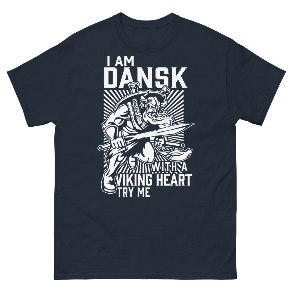 T-shirt Danemark marine - Danish with a Viking Heart, Try Me
